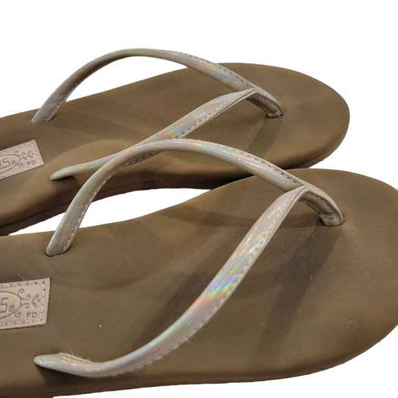 Flojos metalic brown and gold flip flop 10" size 8 beach vacation summer pool - Picture 4 of 9